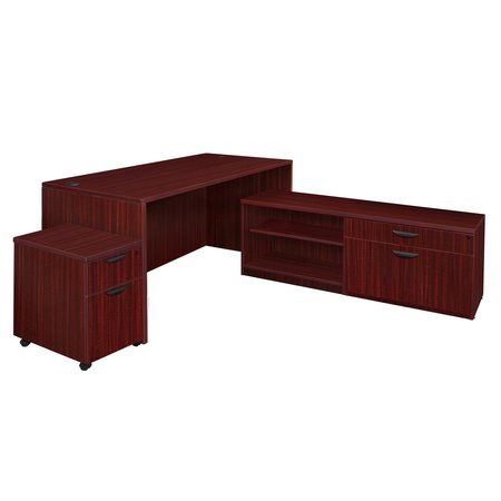 REGENCY Regency Legacy 66 in. Hi-Low L Desk with Single Mobile Pedestal- Mahogany LLDLCMP6630MH